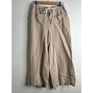 C&C California Womens Beige Wide Leg Linen Blend Pants Size 6 Coastal Boho Flowy